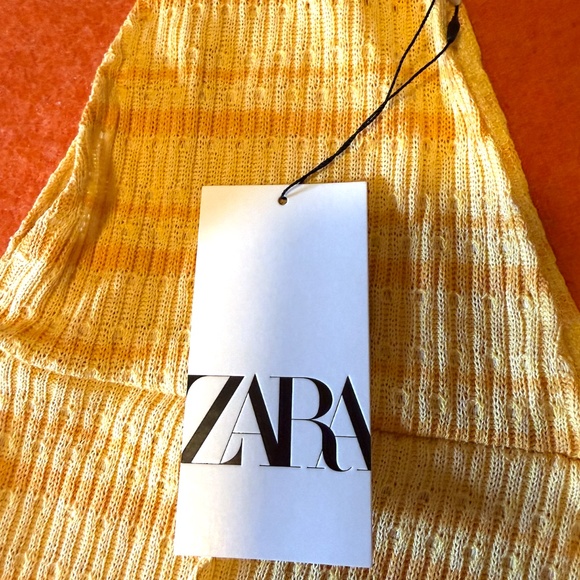 Zara yellow and orange rustic knit midi dress made in Europe NWT - Picture 7 of 11